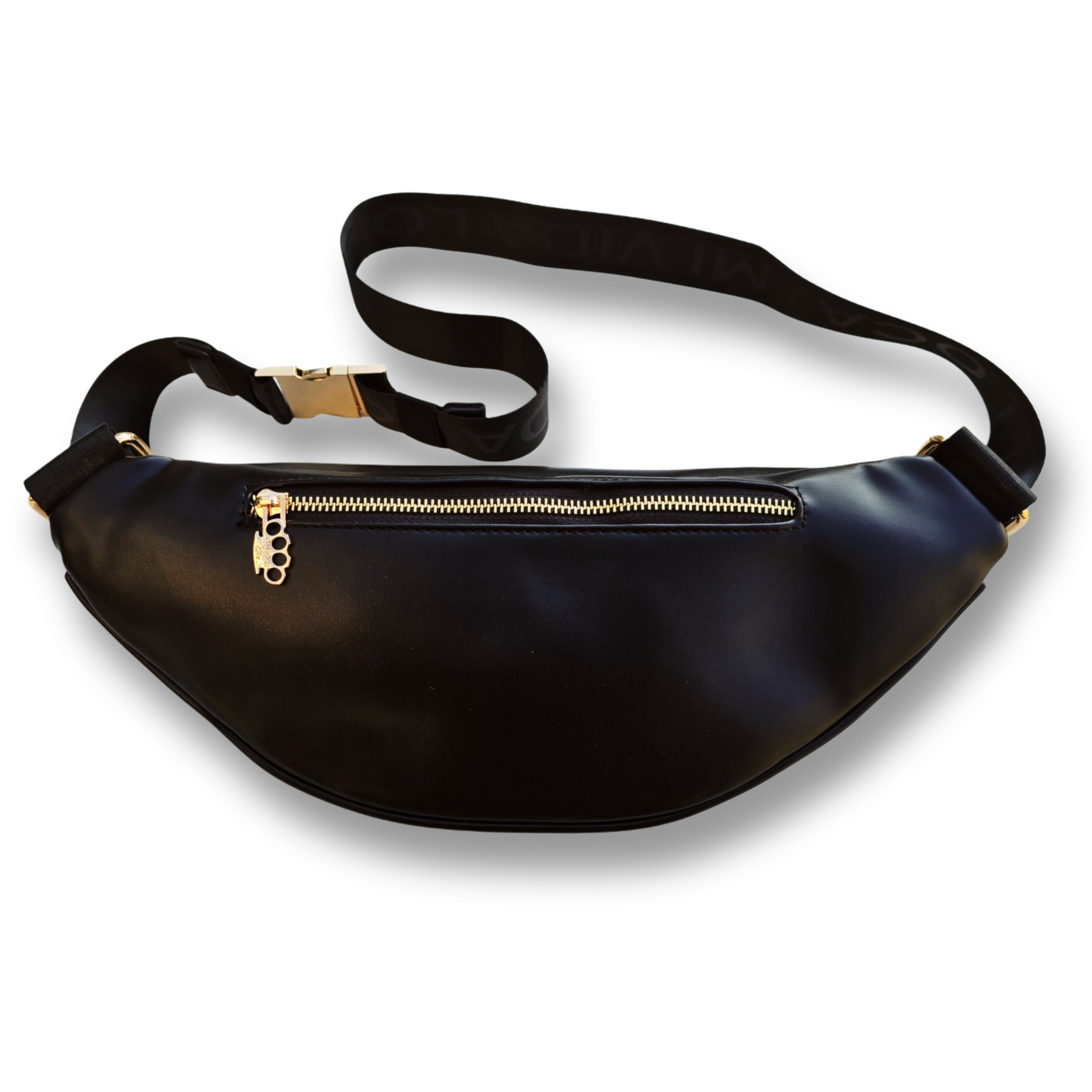 Bolso cruzado MVL en relieve negro - dorado