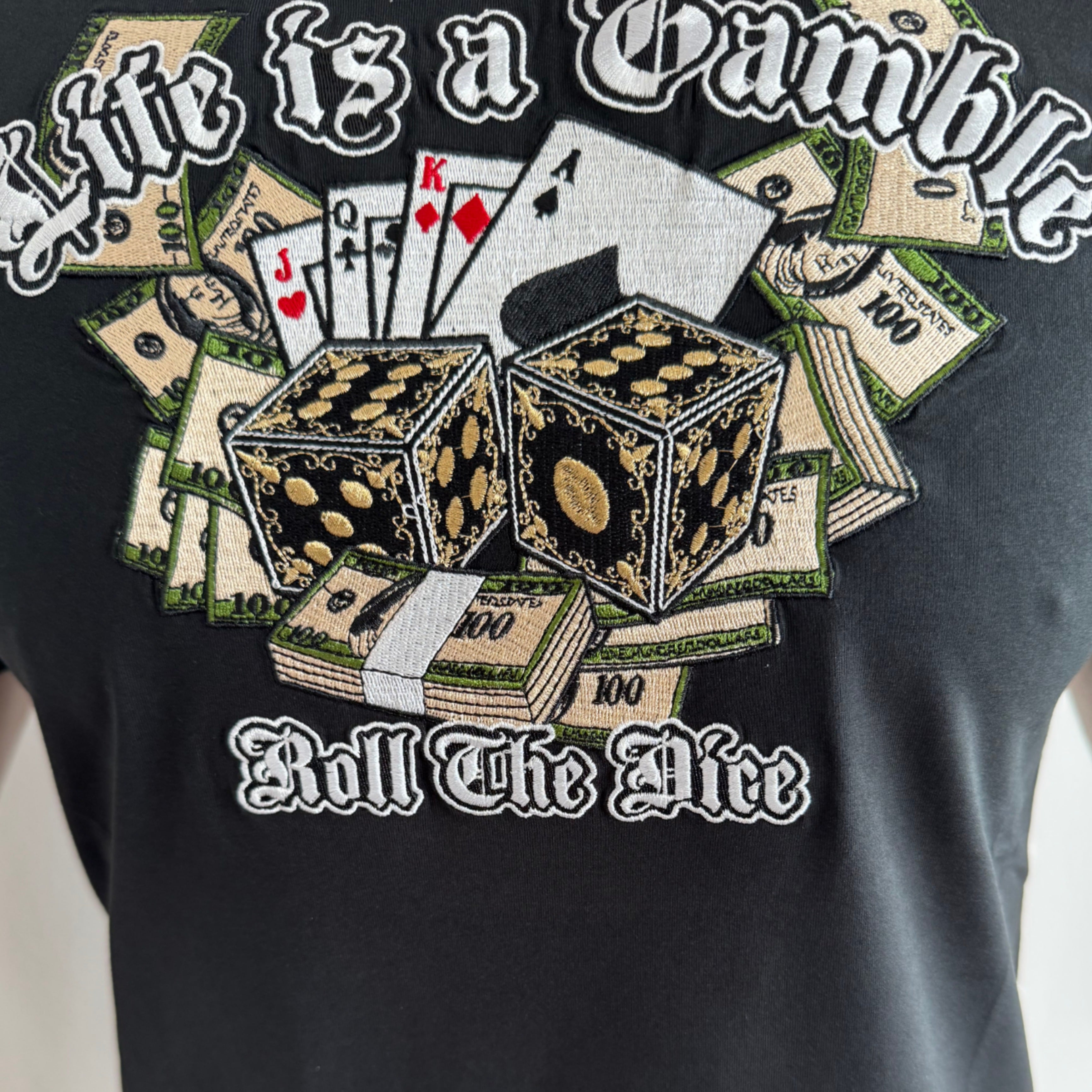 MVL Life is a gamble embroidery T-shirt - black