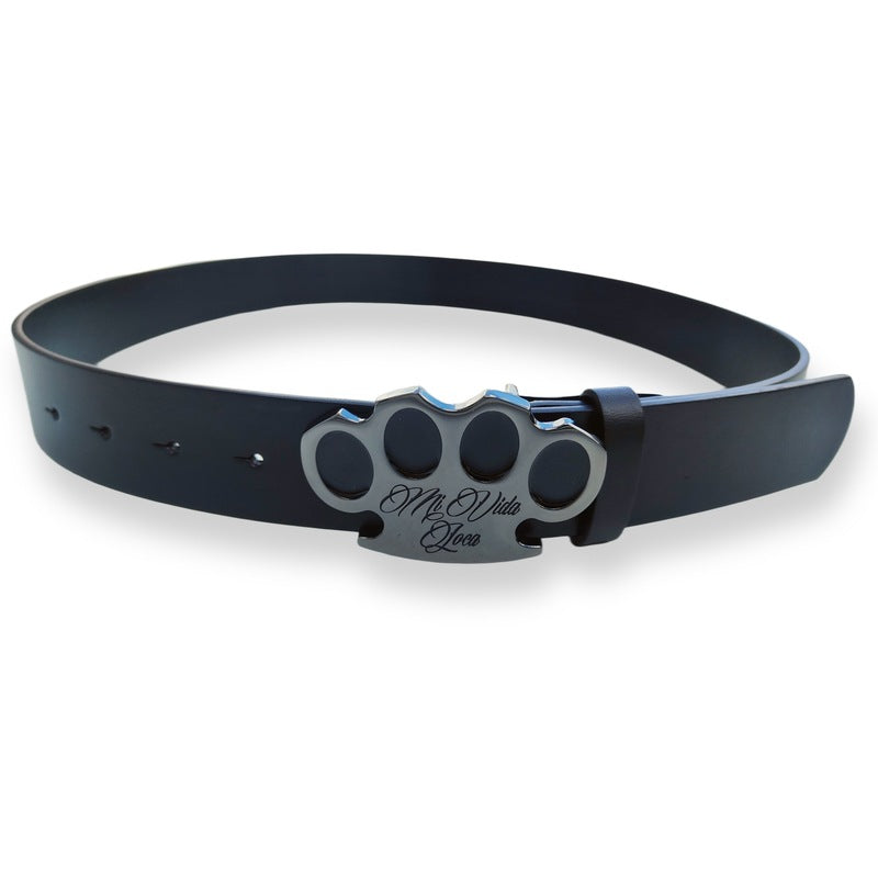 MVL leather belt - black line