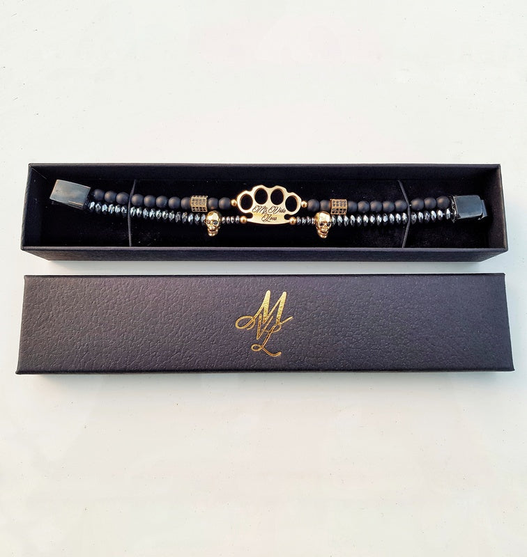 MVL "Polygonal skulls" Bracelet black/gold